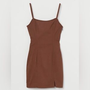 brown denim h&m divided mini dress